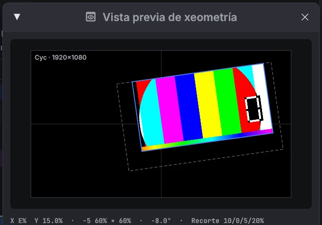 Xanela de vista previa de xeometría cunha capa xirada e recortada nun escenario de 1920 por 1080.